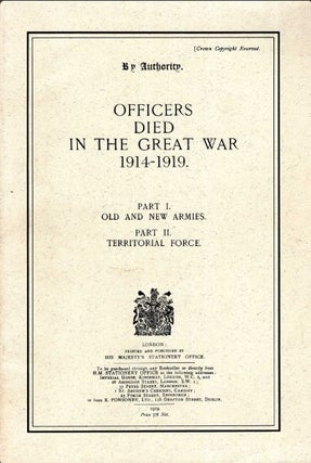 Item #10952 OFFICERS DIED IN THE GREAT WAR 1914-1919