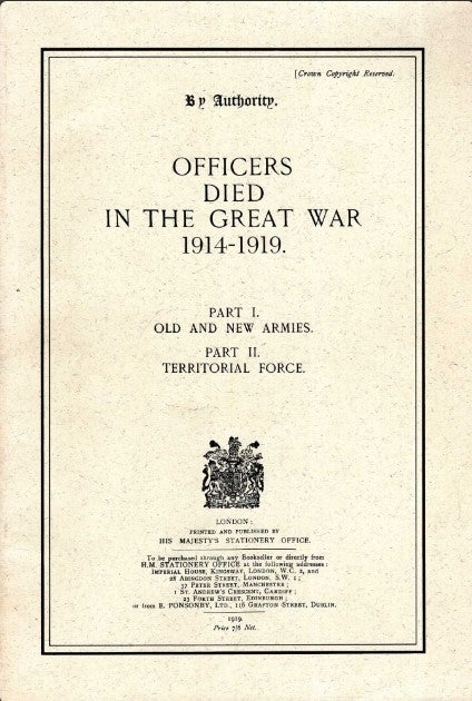 Item #10952 OFFICERS DIED IN THE GREAT WAR 1914-1919.