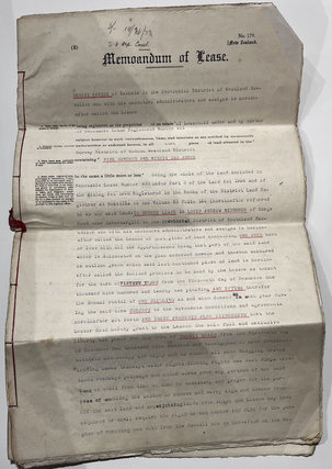 Item #12940 Memorandum of Lease - Ernest Barter to Louis Andrew Niederer, Hohonu, Westland