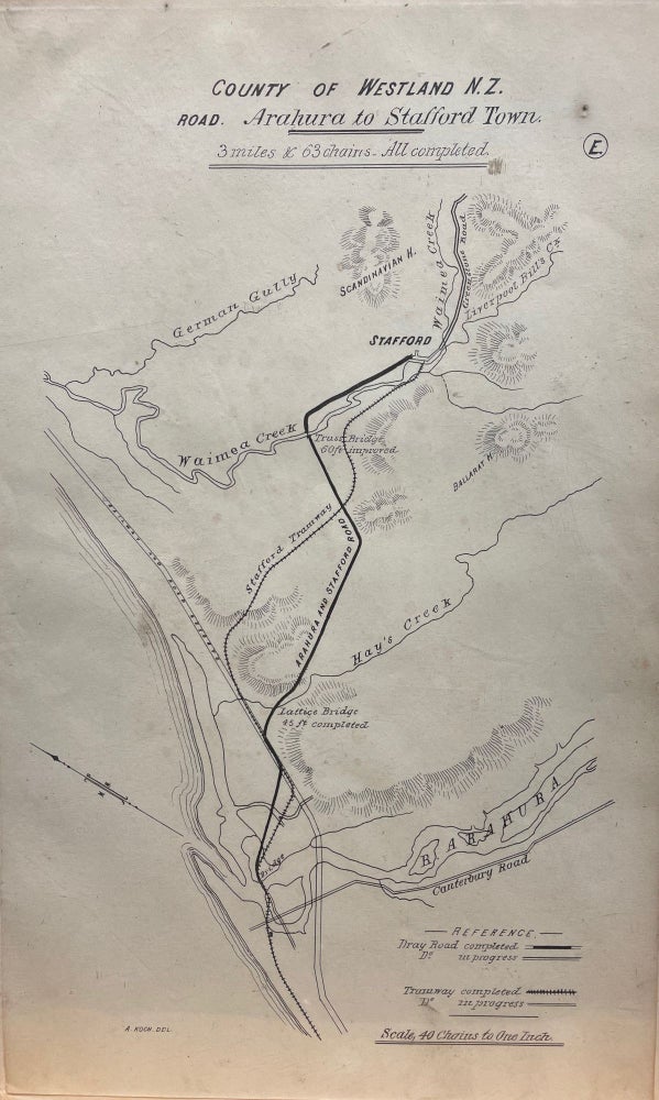 Item #13074 County of Westland N.Z. Road Arahura to Stafford Town. Line Map.