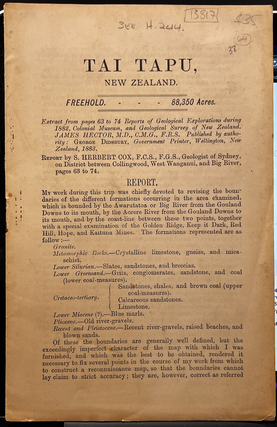 Item #13817 Tai Tapu, New Zealand. Extract from Pages 63 to 74 Reports Of Geological Explorations...
