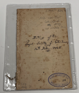 Item #14014 On the Tertiary Coals of New Zealand. Meeting of the Royal Society of Edinburgh, 20th...
