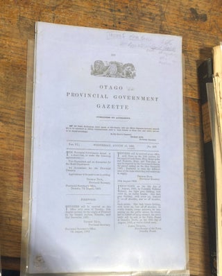 Item #14037 Otago Provincial Government Gazette. 2 vols from 1863. Otago Goldfields