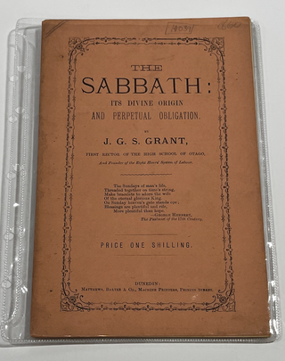 Item #14039 The Sabbath : Its Divine Origin and Perpetual Obligation. J. G. S. GRANT