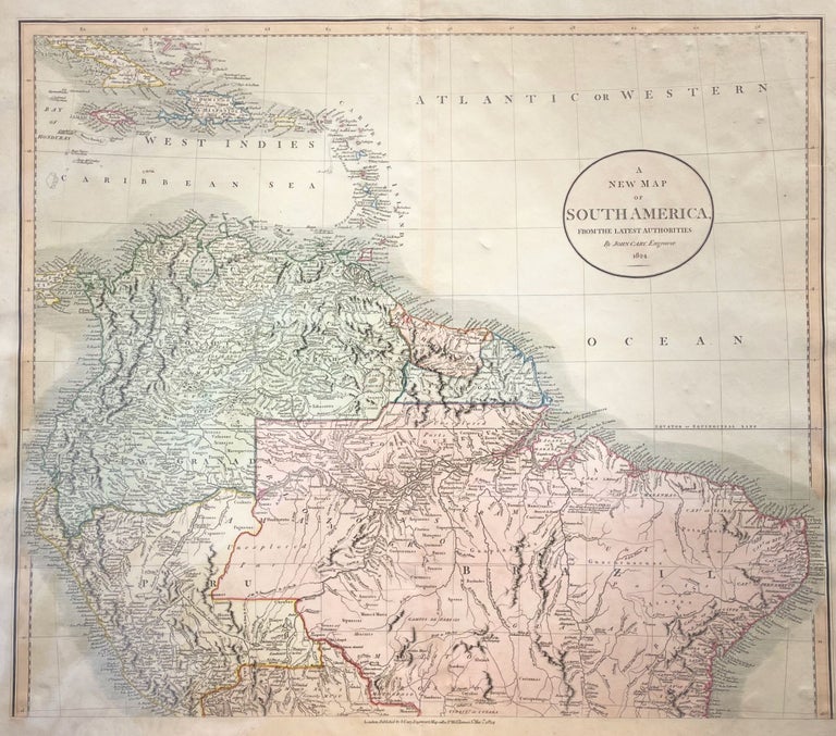 Item #14884 A New Map of South America from the Latest Authorities By John Cary, Engraver 1824. John CARY.
