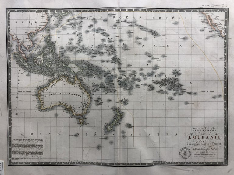 Item #15085 Carte Generale de L'Oceanie ou Cinquieme Partie du Monde / par A. Brue Geographe du Roi Paris 1827 Map. Adrian Hubert BRUE.