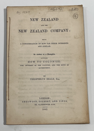Item #16692 New Zealand and the New Zealand Company: A Consideration of How Far Their Interests...