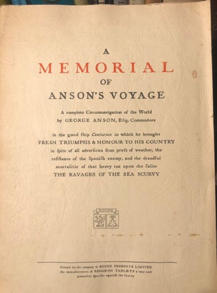 Item #17203 A Memorial of Anson's Voyage. A Complete Circumnavigation of the Worth by George...