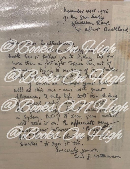 Item #17959 Handwritten letter. Robin Hyde.