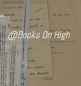 Item #17978 Printed notes with handwriting. John Masefield