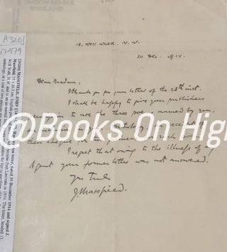 Item #17979 Handwritten signed letter. John Masefield
