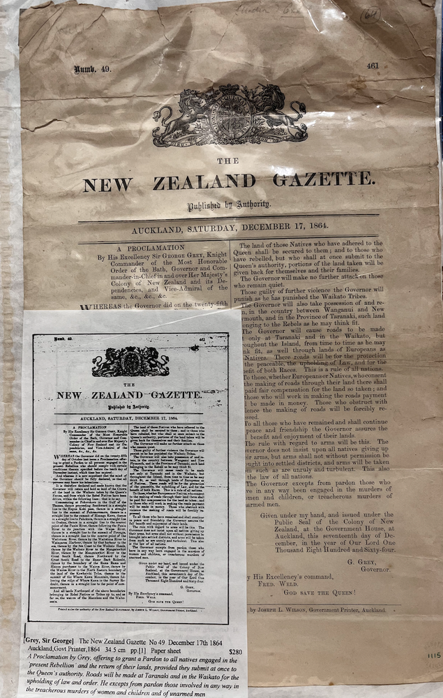Item #18221 The New Zealand Gazette. Sir George Grey.