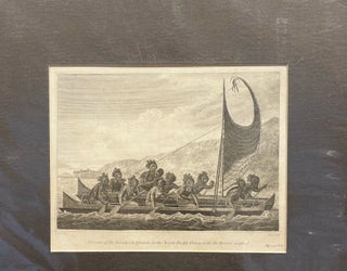 Item #18230 A Canoe of the Sandwich Islands in the North Pacific Ocean withe Rowers masked. Webber