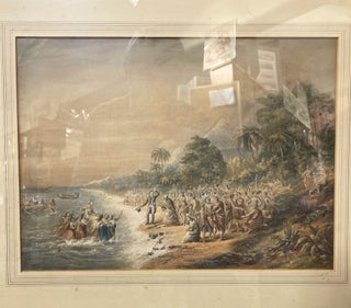 Item #18316 Landing of the Missionaries at Taranaki. George Baxter