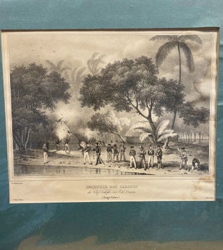 Item #18321 Incendie des Cabanes du Chef Tahofa, sur l'ile Oneata (Tonga-tabou). Sainson