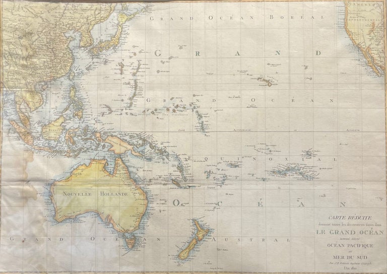 Item #18404 Carte Reduite donnant toutes les decouvertes faites dans Le Grand Ocean nomme aussi Ocean Pacifique ou Mer du Sud. Poirson.