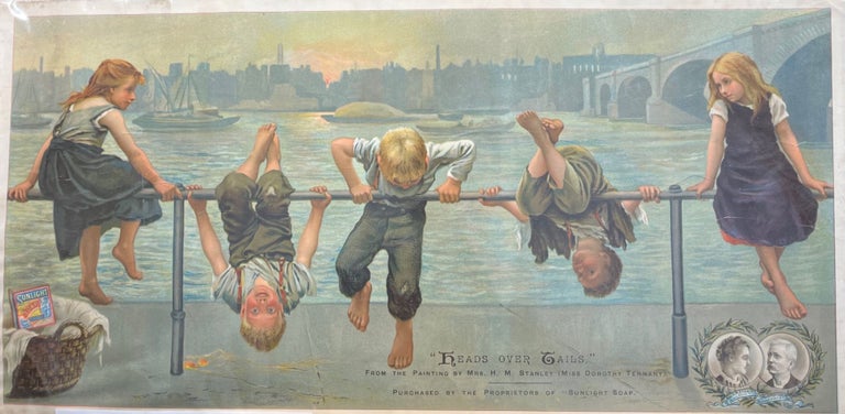 Item #18419 Sunlight Soap Advertisement. Heads over Tails, from the painting by H M Stanley