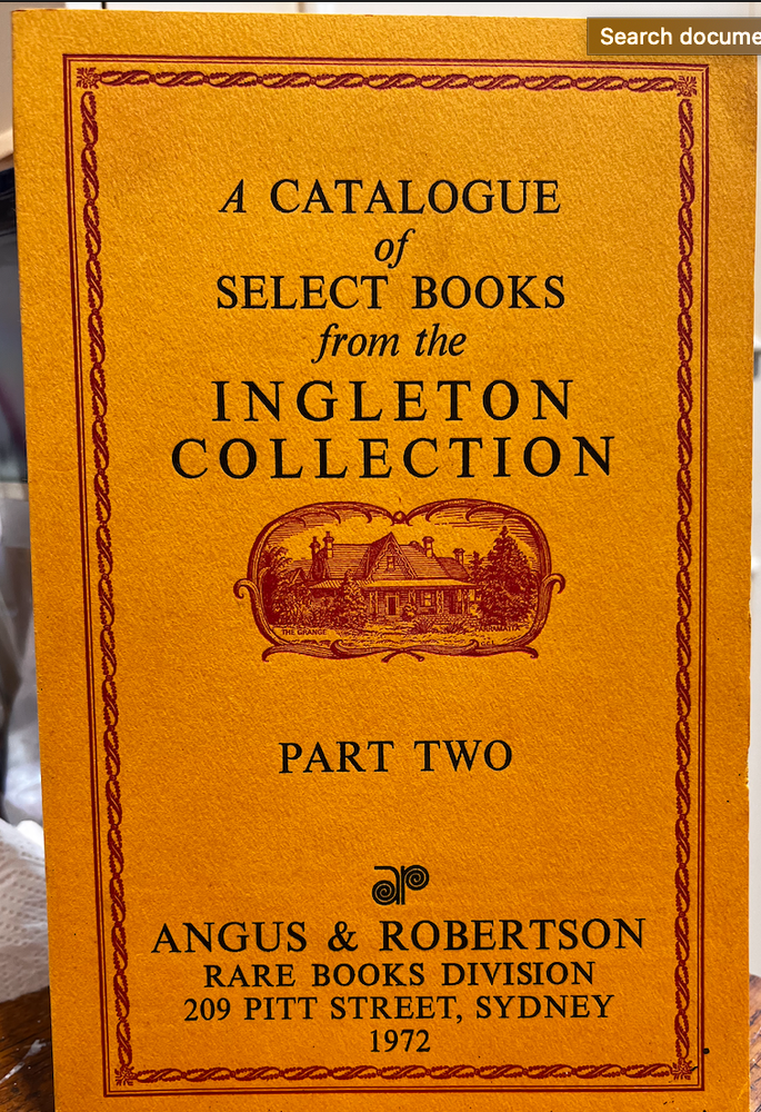 Item #31308 A Catalogue of Select Books from the Ingelton Collection. Part 2