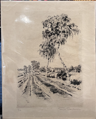 Item #41026 Rare etching of tree and road scene
