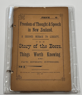 Item #5523 FREEDOM OF THOUGHT & SPEECH IN NEW ZEALAND. A Serious Menace to Liberty. The Story of...