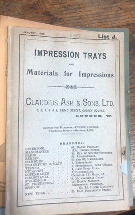 Item #8796 IMPRESSION Trays and Materials for Impressions List J. Early Dental Trade Catalogue....